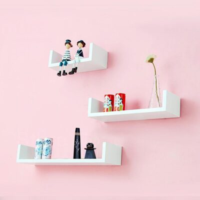 

Decornation Set Of 3 U Shape White Wall Shelves