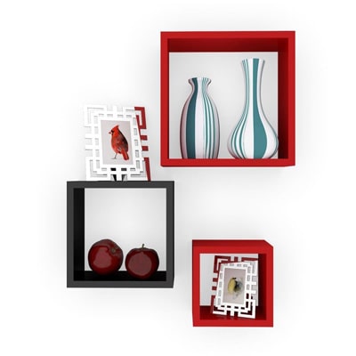 

DecorNation Wall Shelf Set Of 3 Floating Nesting Square Wall Shelves