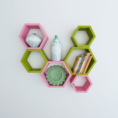 

DecorNation Hexagon Shape Storage Wall Shelves-(Set Of 6 pcs)