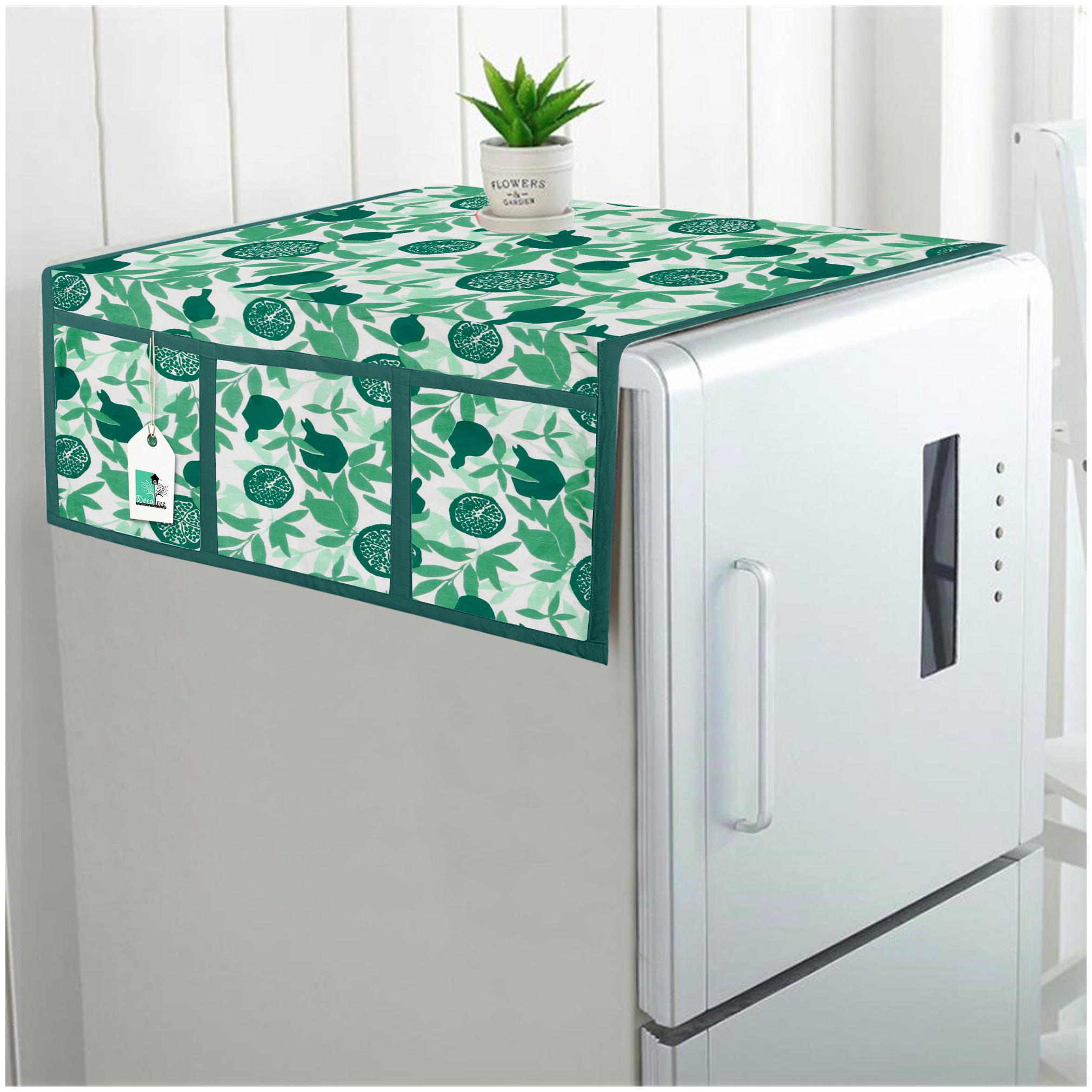 

DECOTREE Cotton Fridge Top Cover with 6 Utility Pockets- (Size 21X39 inch Blue)