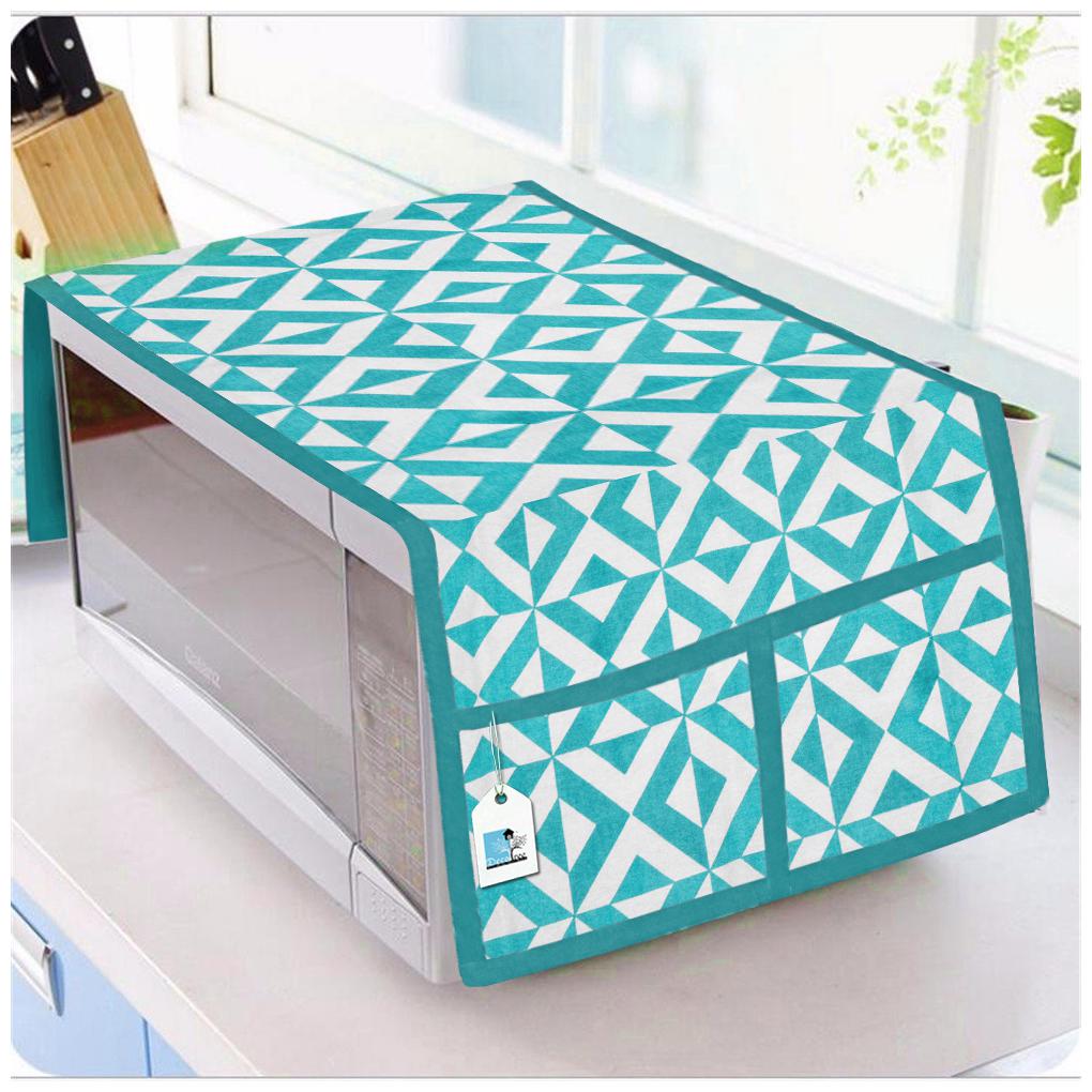 

DECOTREE Microwave Oven Top Cover Cotton with Utility 4 Pockets (Size 14 X 36 Inches Blue)