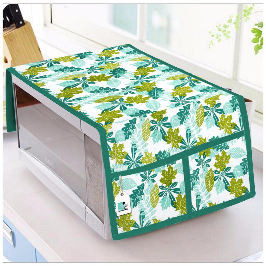 

DECOTREE Microwave Oven Top Cover Cotton with Utility 4 Pockets (Size 14 X 36 Inches Turquoise Blue)