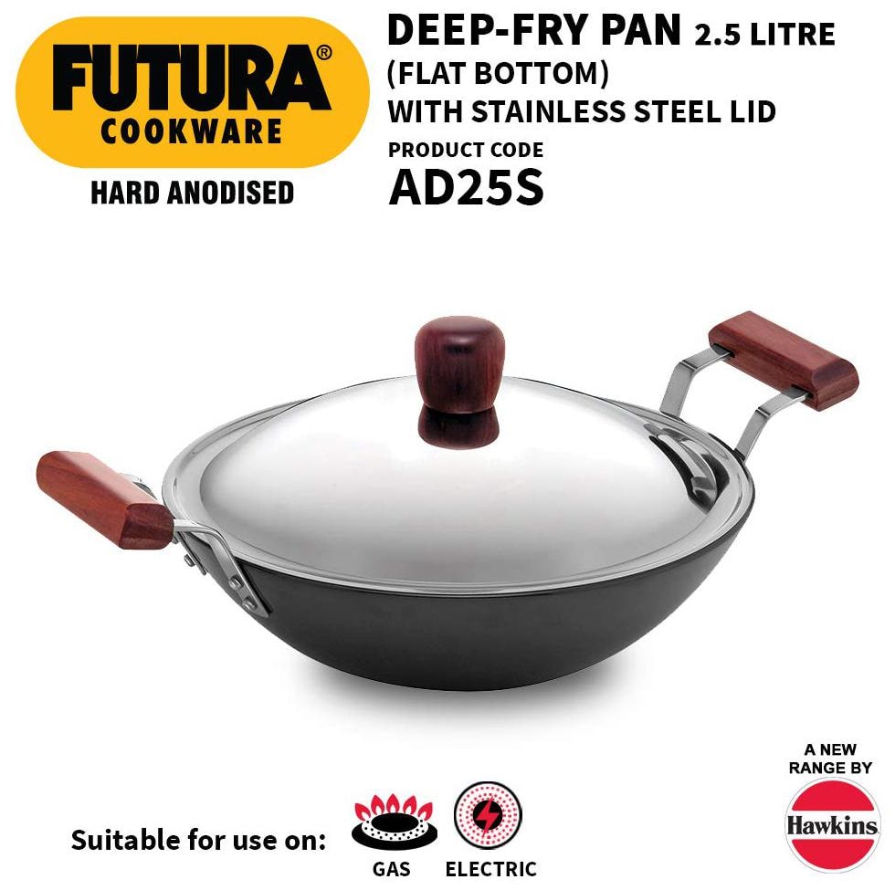 

Hawkins Futura Hard Anodised Deep-Fry Pan 2 5 L 26 cm 4 06 mm with SS lid (L23)