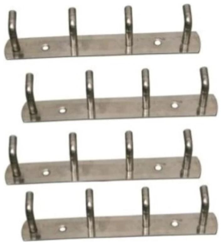 

DEEPLAX HOOKS RAIL SET OF 4 STAINLESS STEELS PREMIUM FESCUE DUAL EDGE POLLY 4 HOOKS CLOTHES HANGER BATHROOMS WALL DOOR HOOKS FOR HANGING KEYS CLOTHES 4 PRONGED HOOK RAIL