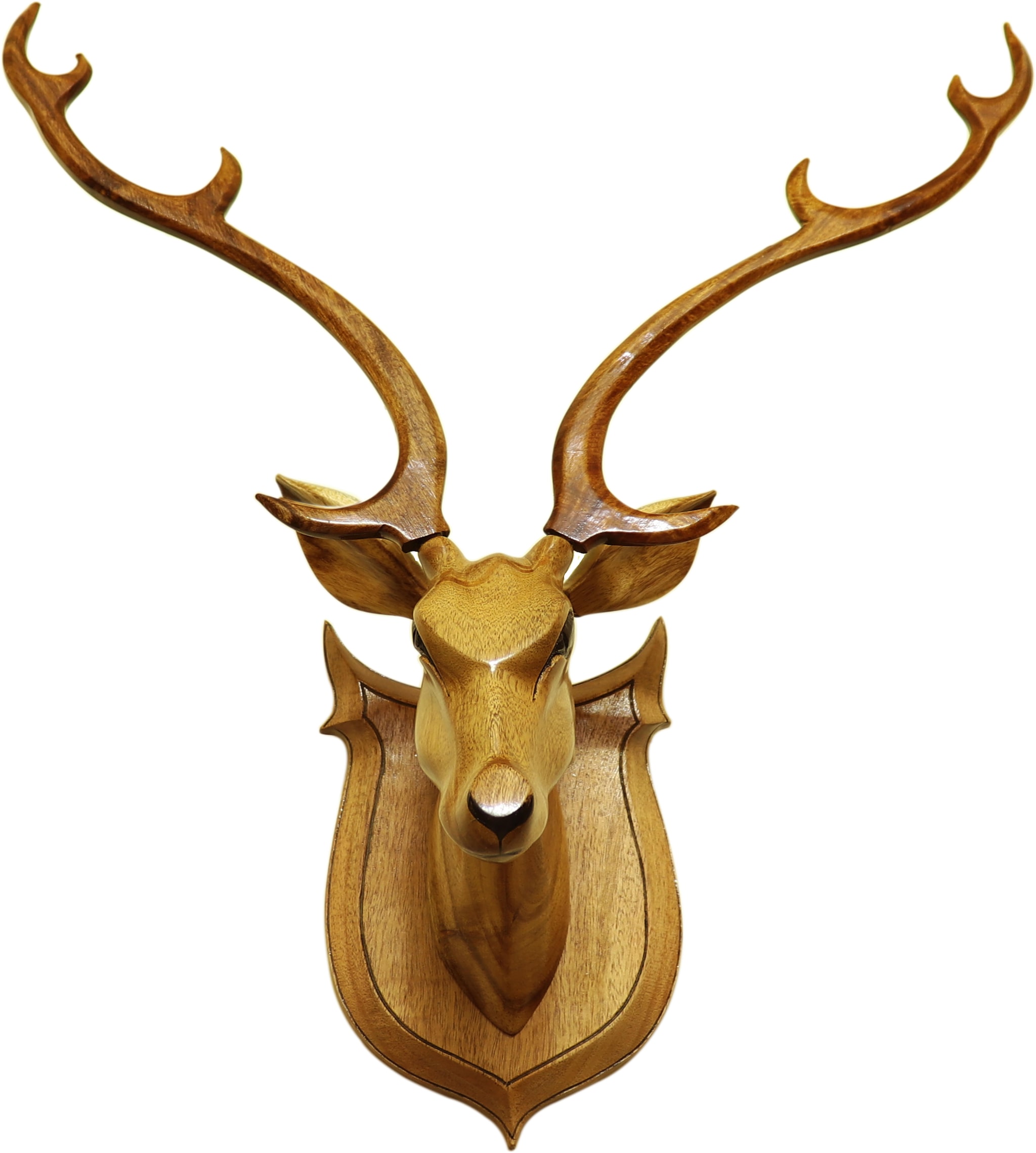 

DEER HEAD Long Neck wooden handicrafts Home D cor Showpiece Wall Hanging For Living Room Bedroom (22 Inch TRANSPARENT Clear Color)