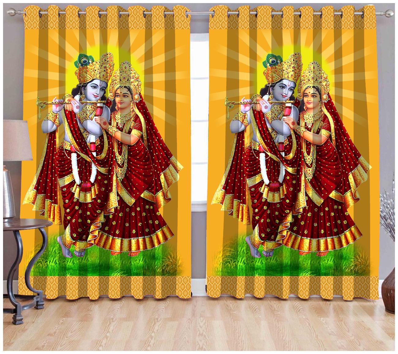 

dehati store Polyester Door Room Darkening Semi Transparent Multi Regular Curtain ( Eyelet Closure Printed )