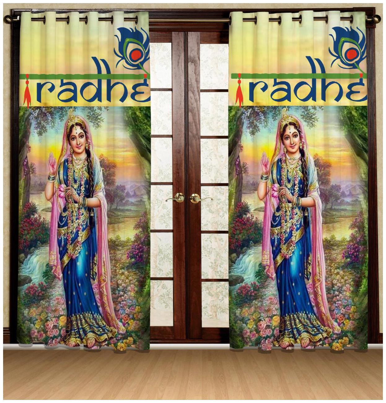 

dehati store Polyester Door Room Darkening Semi Transparent Multi Regular Curtain ( Eyelet Closure Printed )