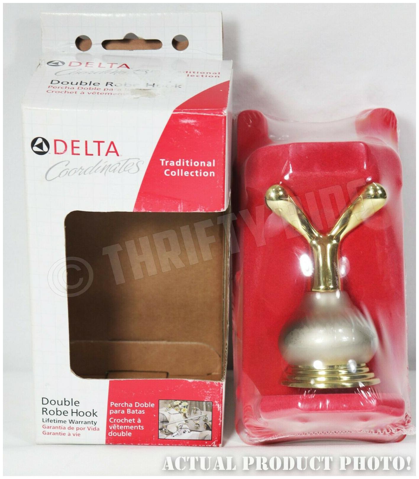 

Delta Coordinates Double Robe Hook Brass Pearl Nickel Finish 74036NP