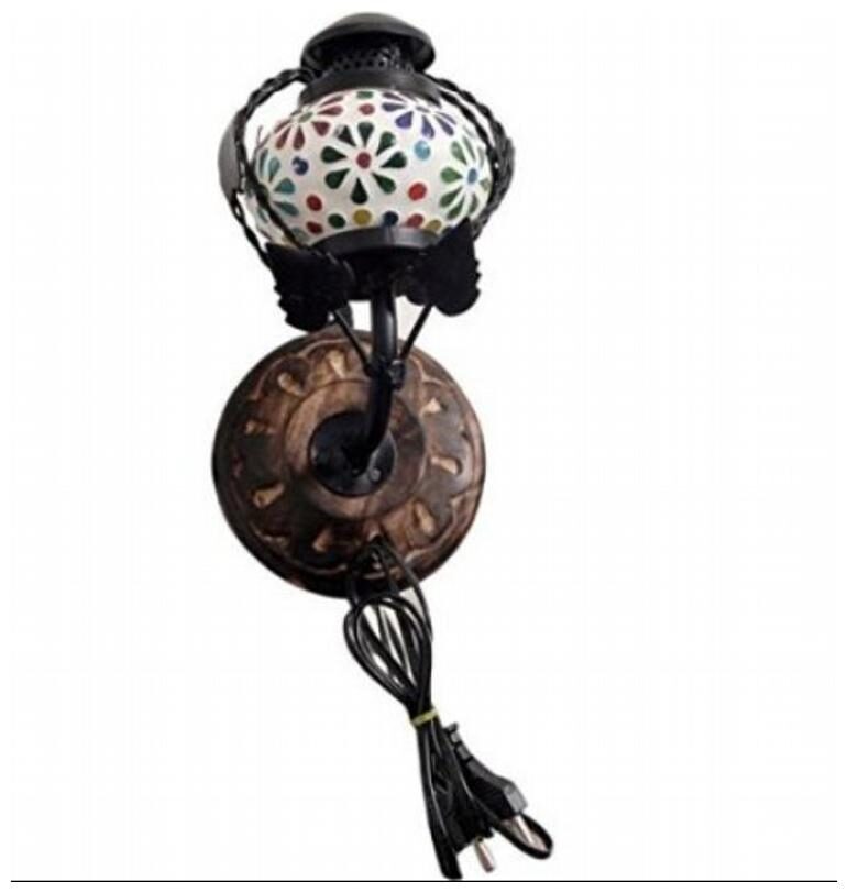 

Desi Karigar Wooden Iron Fancy Wall Hanging Electric Colored Chimney Lamp Design