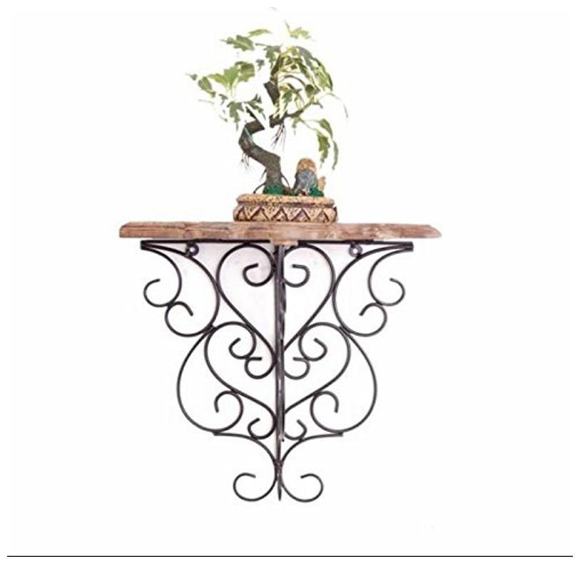 

Desi Karigar Wooden Wrought Iron Big Wall Bracket Rack Size (LxBxH-13x7x12 5) Inch
