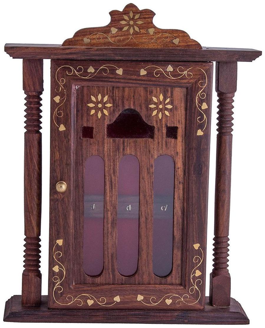 

Desi Karigar Brown Handmade Wall Decorative Wooden Key Holder Stand Cabinet