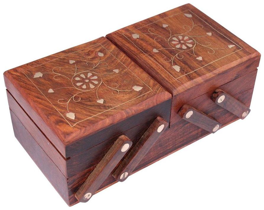 

Desi Karigar Jewellery Box for Women Wooden Flip Flap Handmade Gift 8 inch