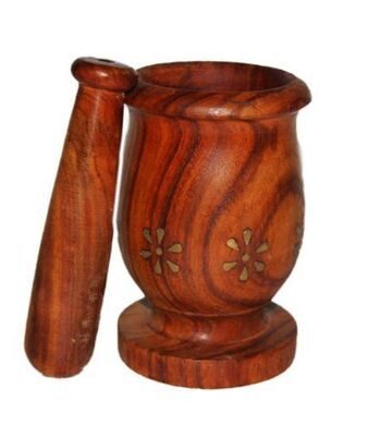 

Desi Karigar Beautiful Wooden Kitchen Okhli Masher Mortar Pastel