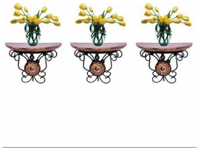 

Desi Karigar wood wrought iron hand carved big wall bracket Combo Pack of 3