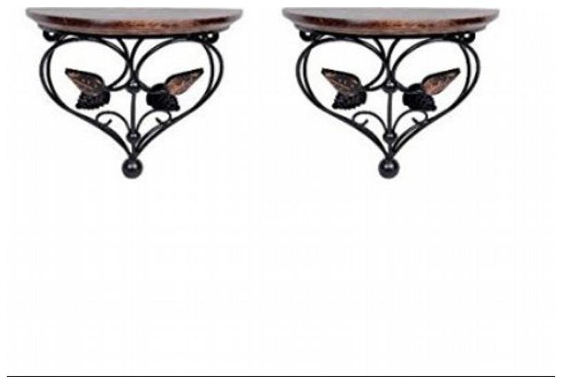 

Desi Karigar Home Decor Premium Quality Leaf Design Shelf Rack Wall Bracket Wall Rack Set of 2