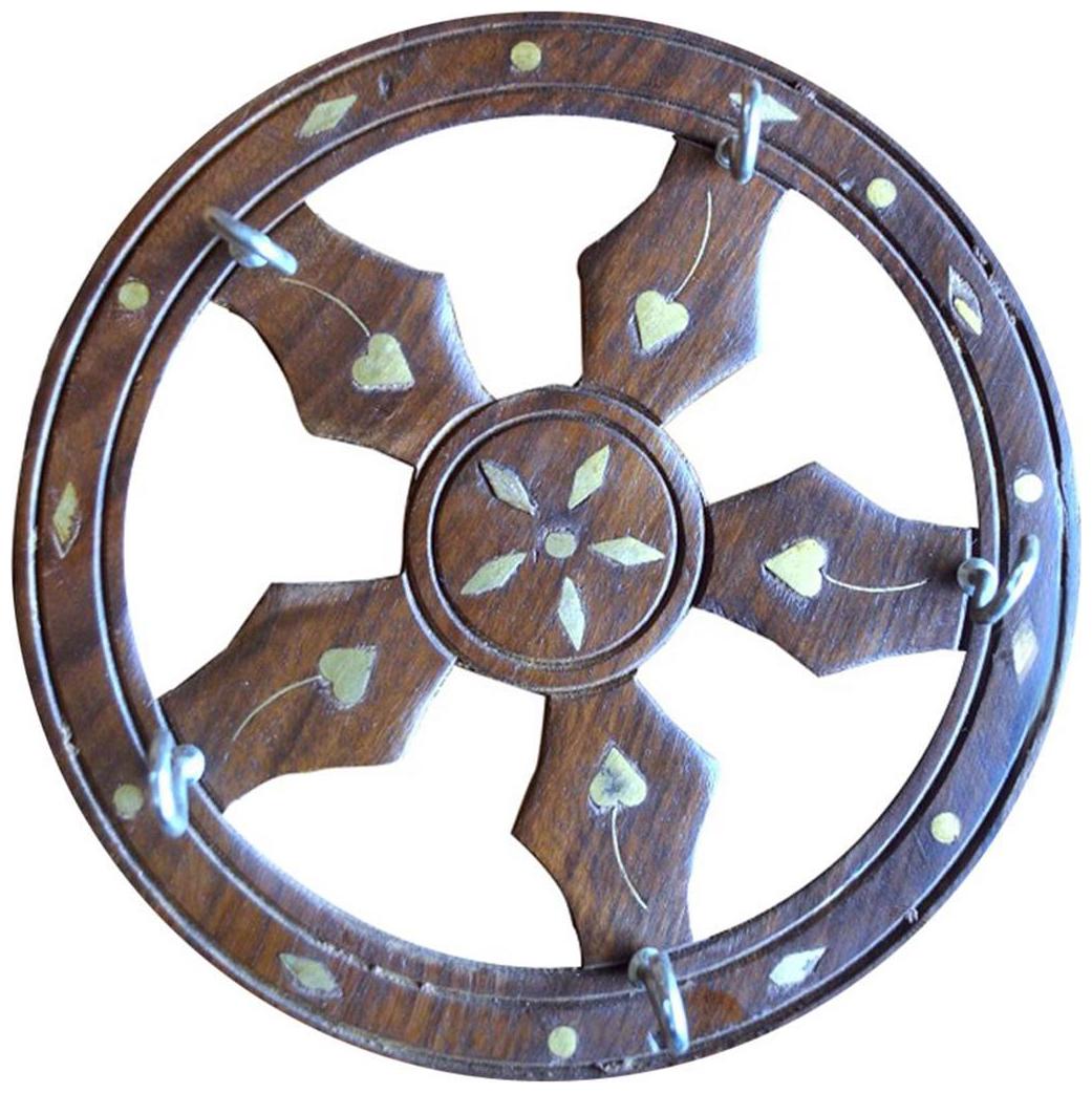 

Desi Karigar Brown Wooden Wheel Shaped Key Holder