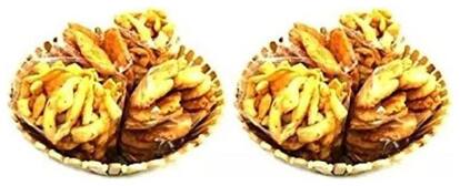 Desi Karigar Wooden Holi Special Snacks And Fruit Basket, Pack Of 2
