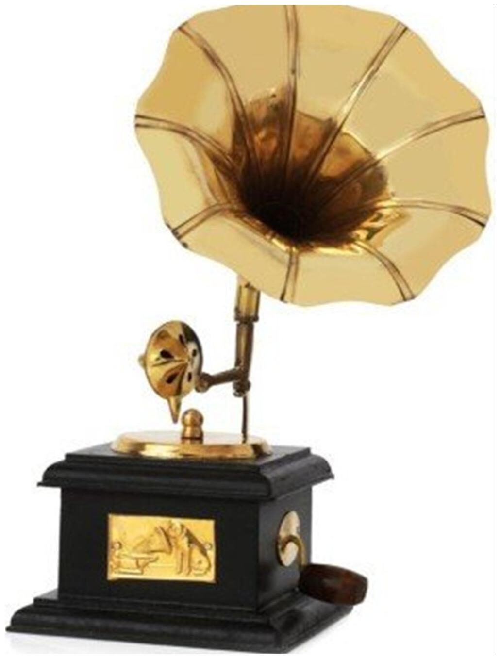 

Desi Karigar Handmade Wooden Vintage Gramophone Brass Showpiece 9 inch Height