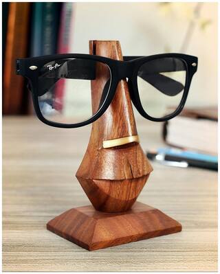 Desi Karigar Handmade Wooden Nose Shaped Spectacle Holder Specs Stand For Office Desktop/Tabletop (3X2.5X5) inches