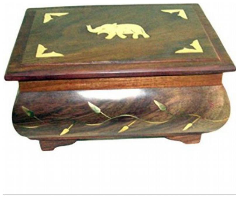 

Desi Karigr Wooden Antique Jewellery Box with Brass Carving
