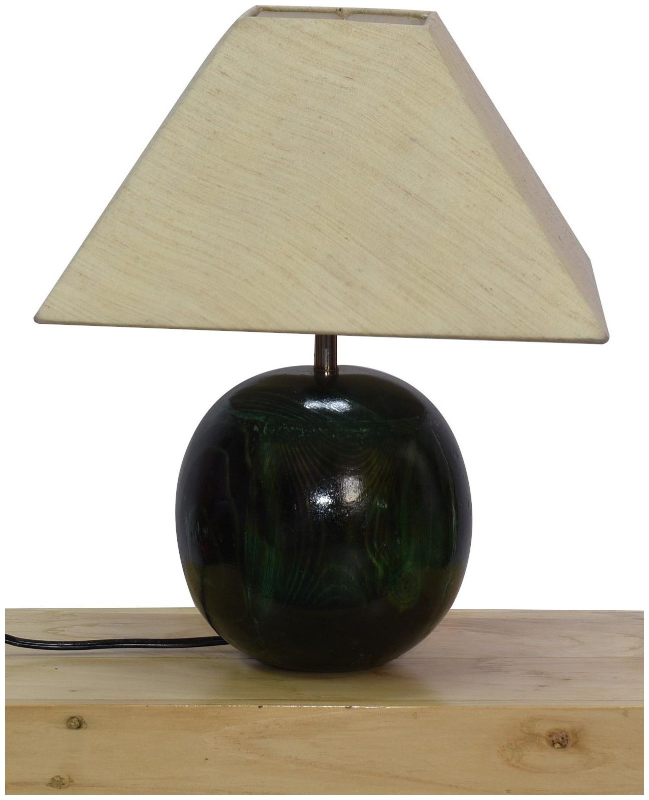 

Design Hill Pine Wood Hand-Polished Ball Shaped Bedside Lamp For Bedroom Wooden Table Lamp (15 cm x 15 cm x 36 cm) With Beige LampShade