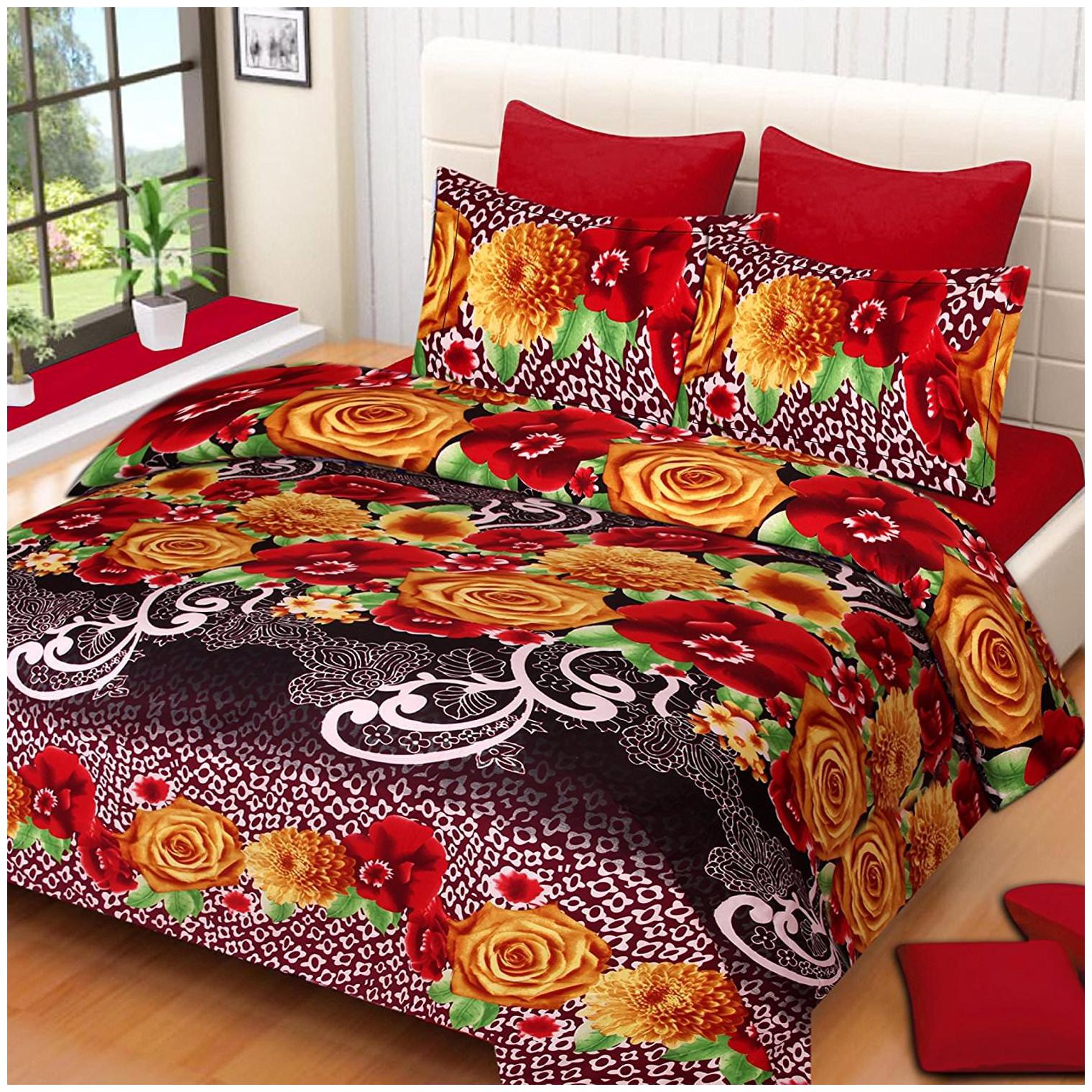 

Design O Vista 144TC Poly Cotton Attractive Design Double Bedsheet With Two Pillow Covers