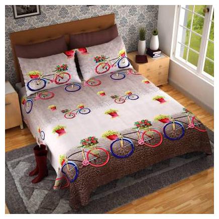 

Design O Vista Printed Poly Cotton 220TC Double Bedsheet with 2 Pillow Covers
