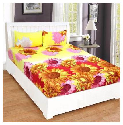 

Design O Vista Poly Cotton 144TC Floral Queen Bedsheet with 2 Pillow Covers
