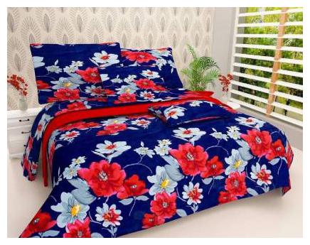 

Design O Vista Rose Floral Printed 144TC Poly Cotton Bedsheet with 2 Pillow Covers