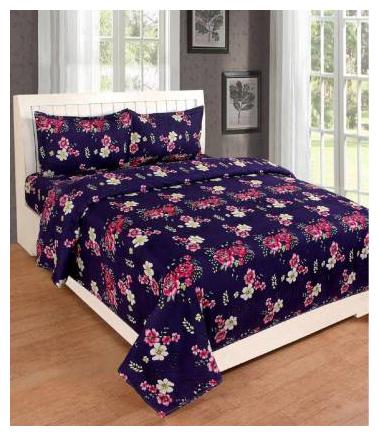 

Design O Vista Polycotton Floral 144TC Double Bedsheet with 2 Pillow Covers