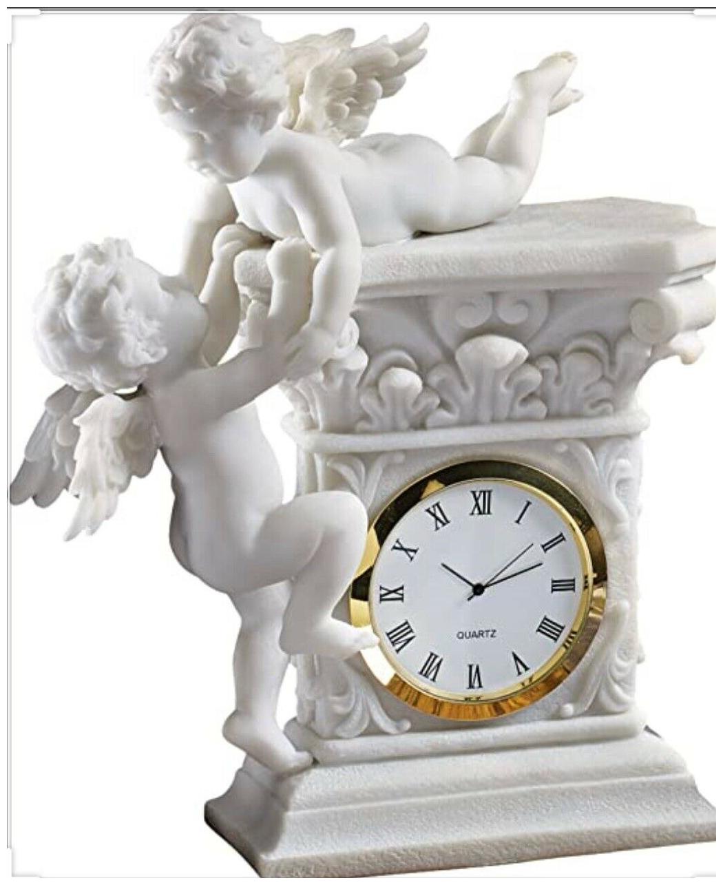 

Design Toscano Baroque Twin Cherubs Bonded Marble Desktop Clock