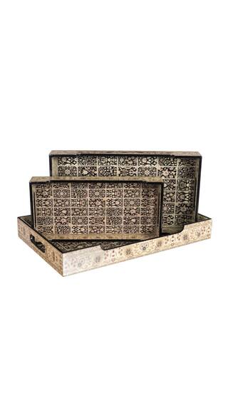 Designer Mdf Wooden Serving Trays Set With Handle Of 3 Designer Mdf Wooden Serving Trays Set With Handle Of 3 Tray