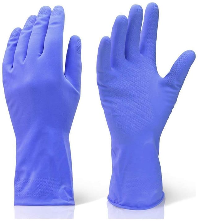 Dev trading  Reusable Rubber Hand Gloves (N_GLOVES_Blue(3pcs))