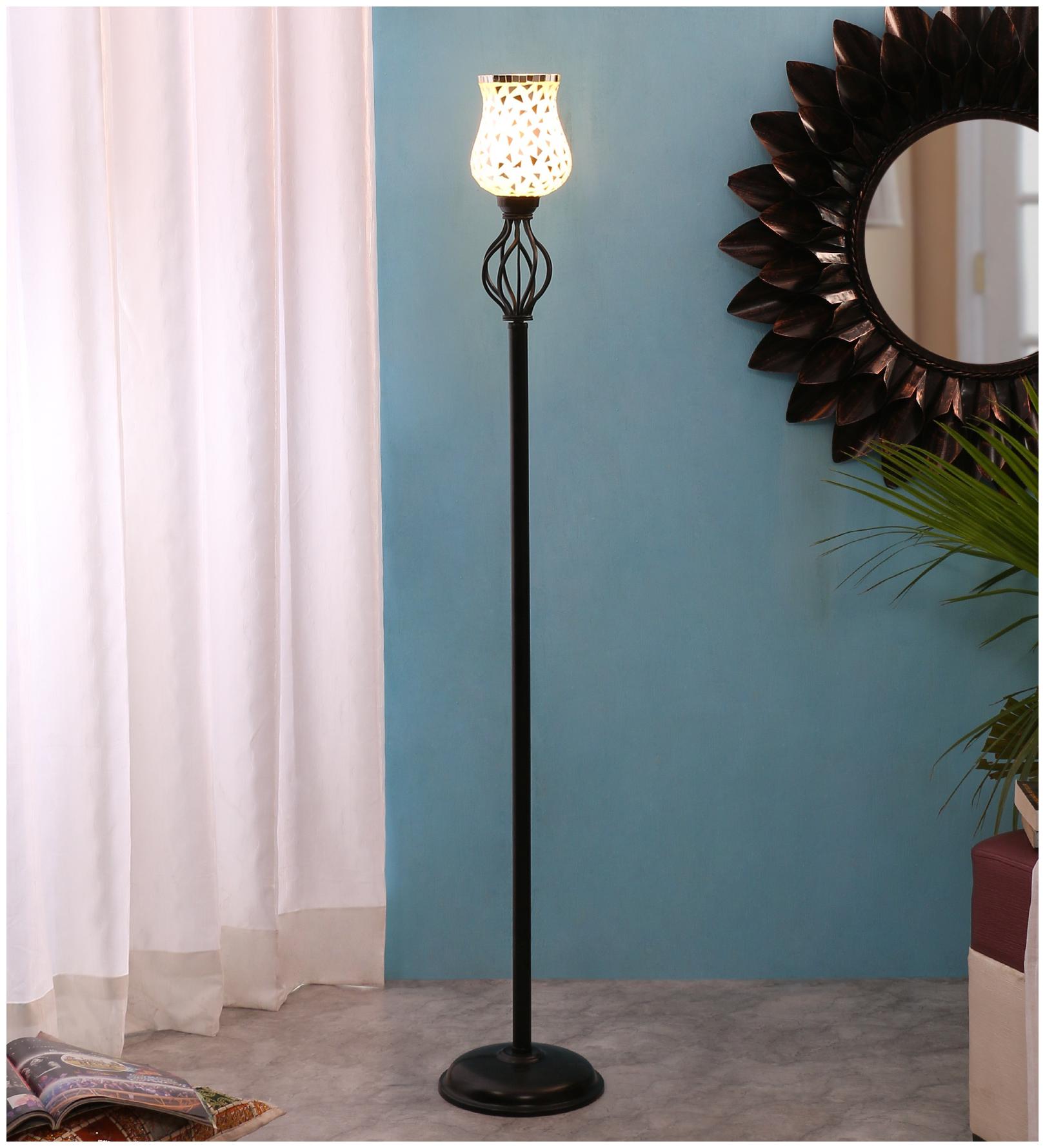 

Devansh Basket Mosaic Glass Floor Standing Lamp