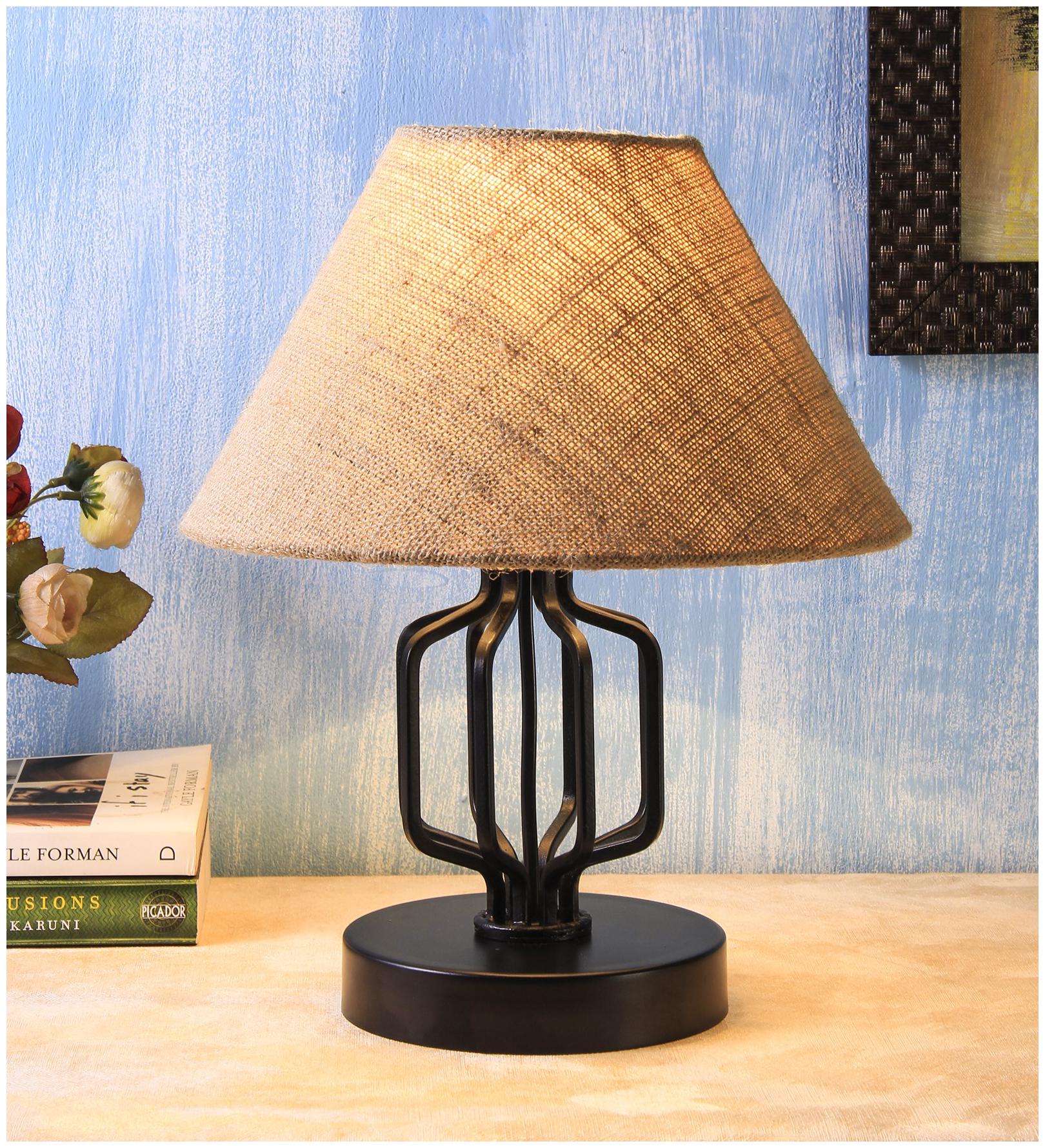 

Devansh Beige Jute Designer Square Wrought Iron Table Lamp