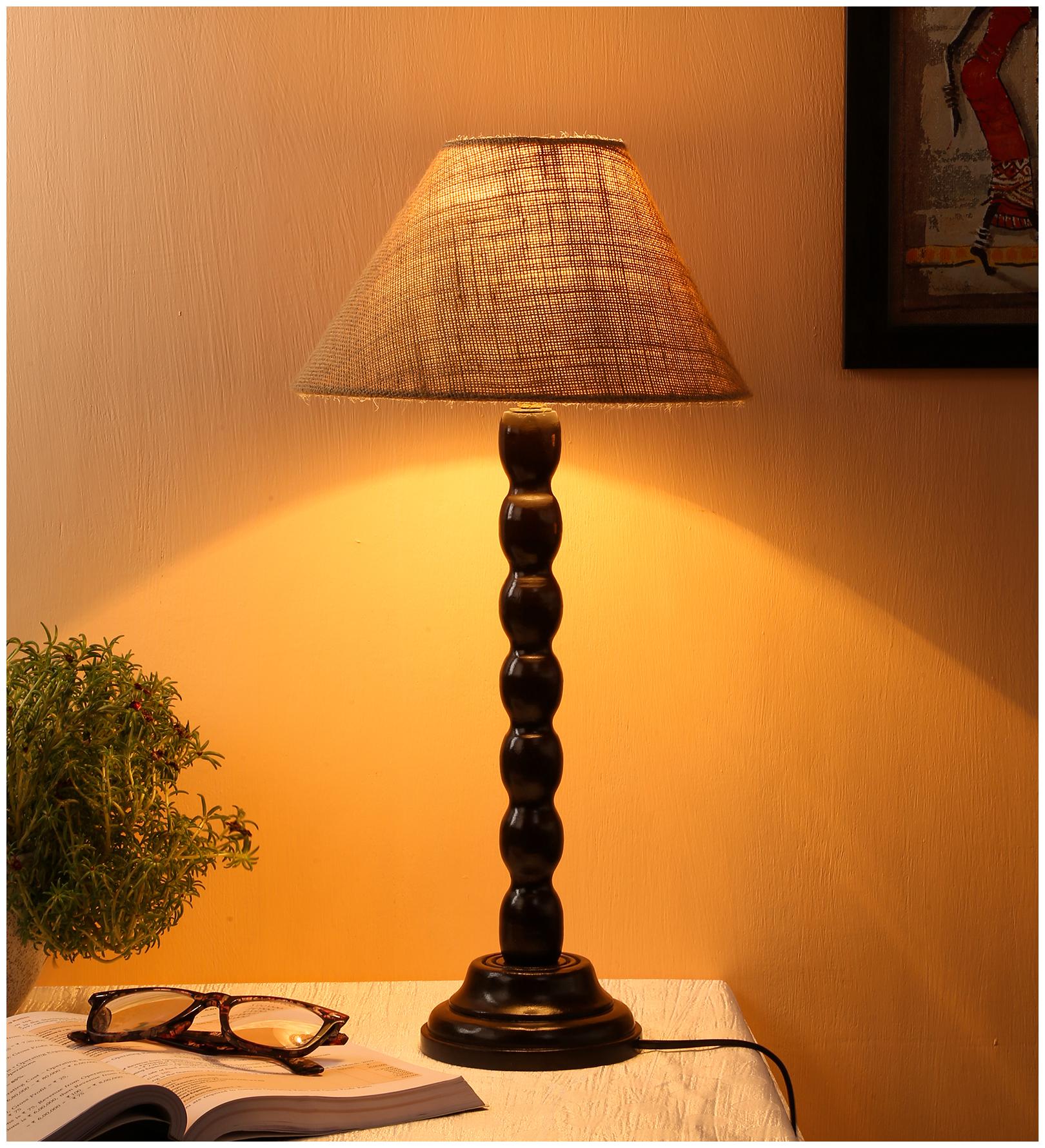 

Devansh Beige Jute Designer Wooden Table Lamp for Home Decor (Beige Small)AD530