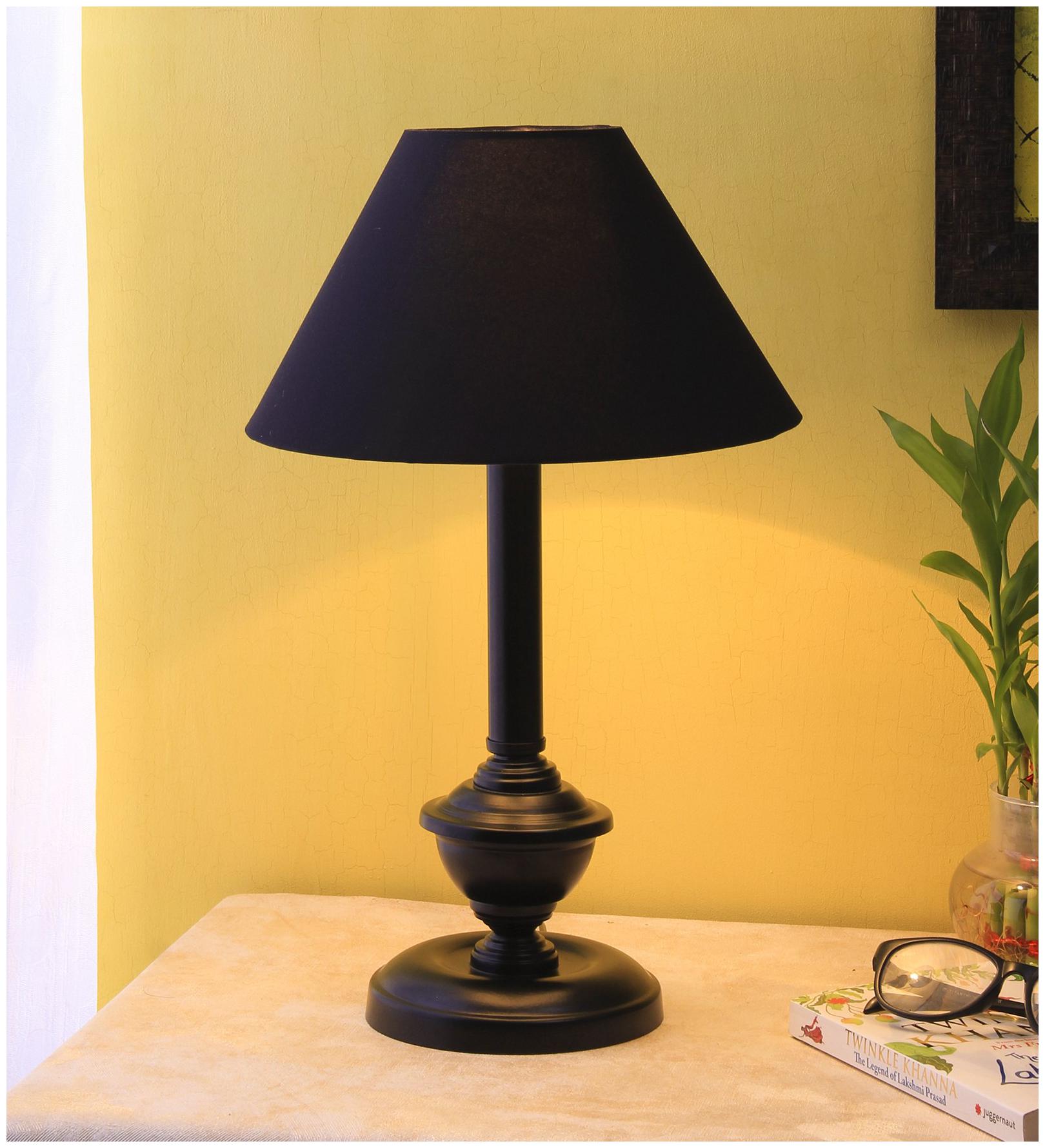 

Devansh Black Cotton Designer Wrought Iron Table Lamp for Study Room