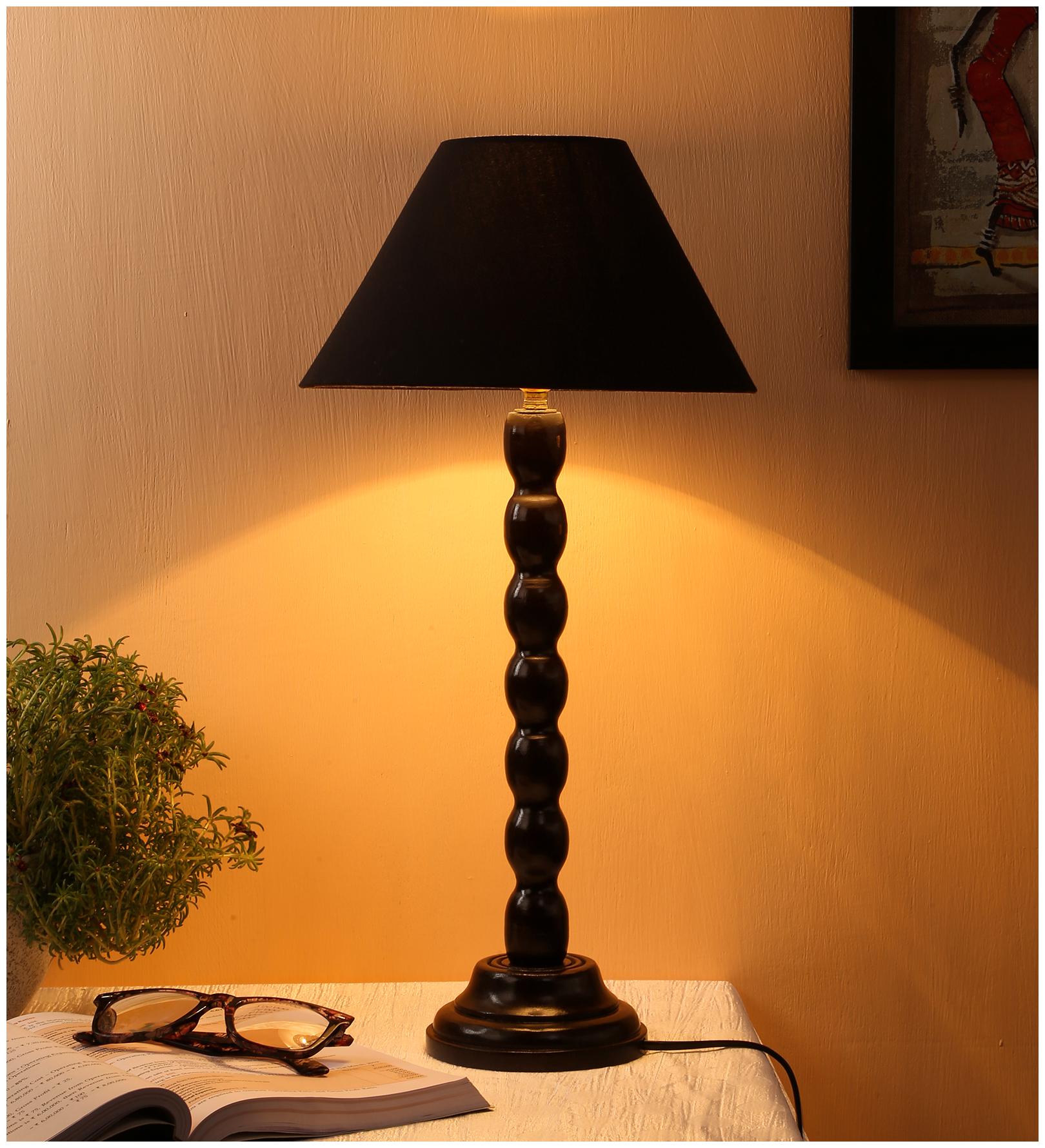 

Devansh Black Cotton Designer Wooden Table Lamp for Home Decor (Black Small)AD532
