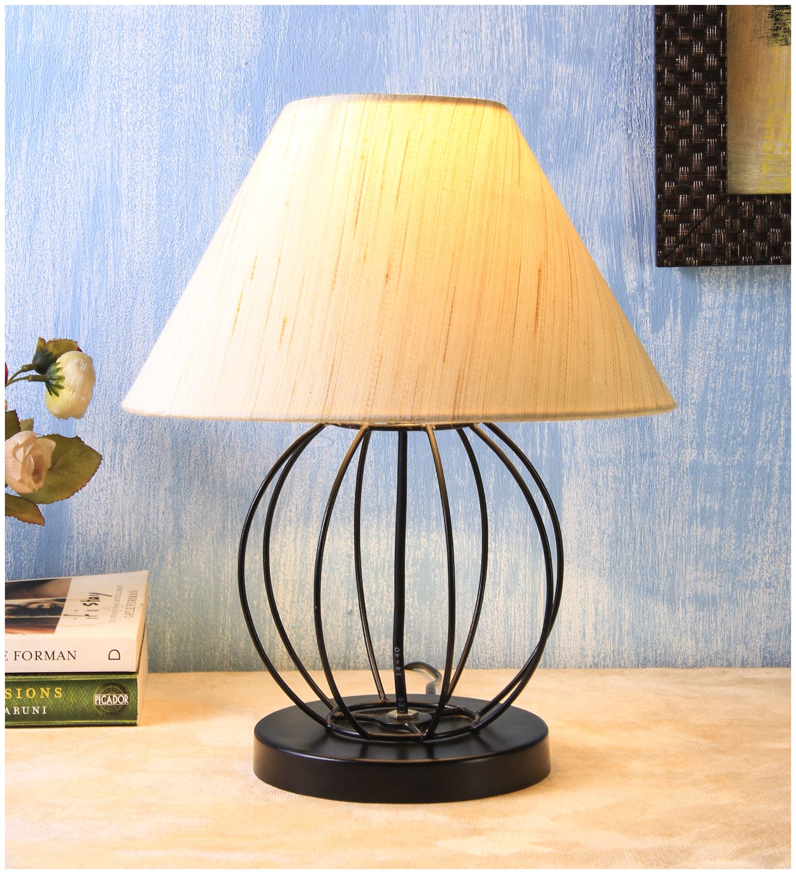 

Devansh Cream Designer Round Wrought Iron Table Lamp