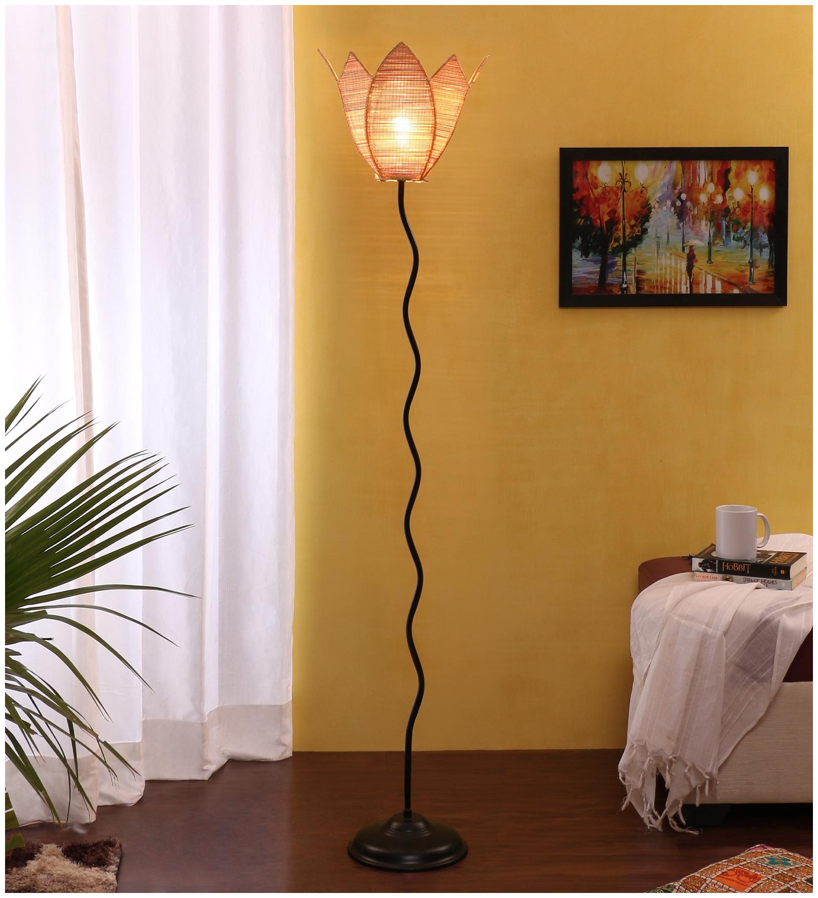 

Devansh Lotus Bamboo Designer Zig Zag Iron Floor Lamps