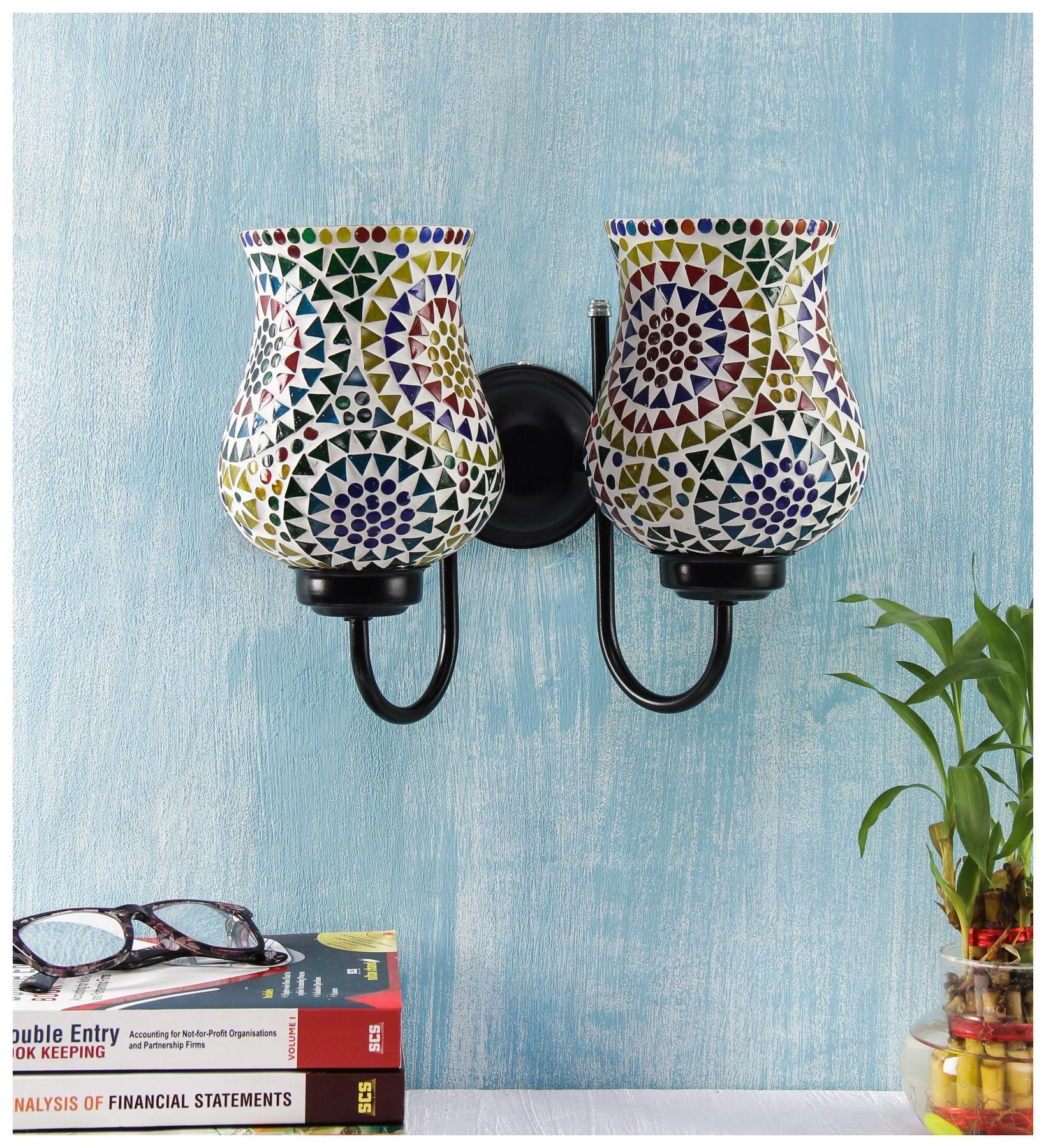 

Devansh Multicolor Mosaic Wall Lamp )