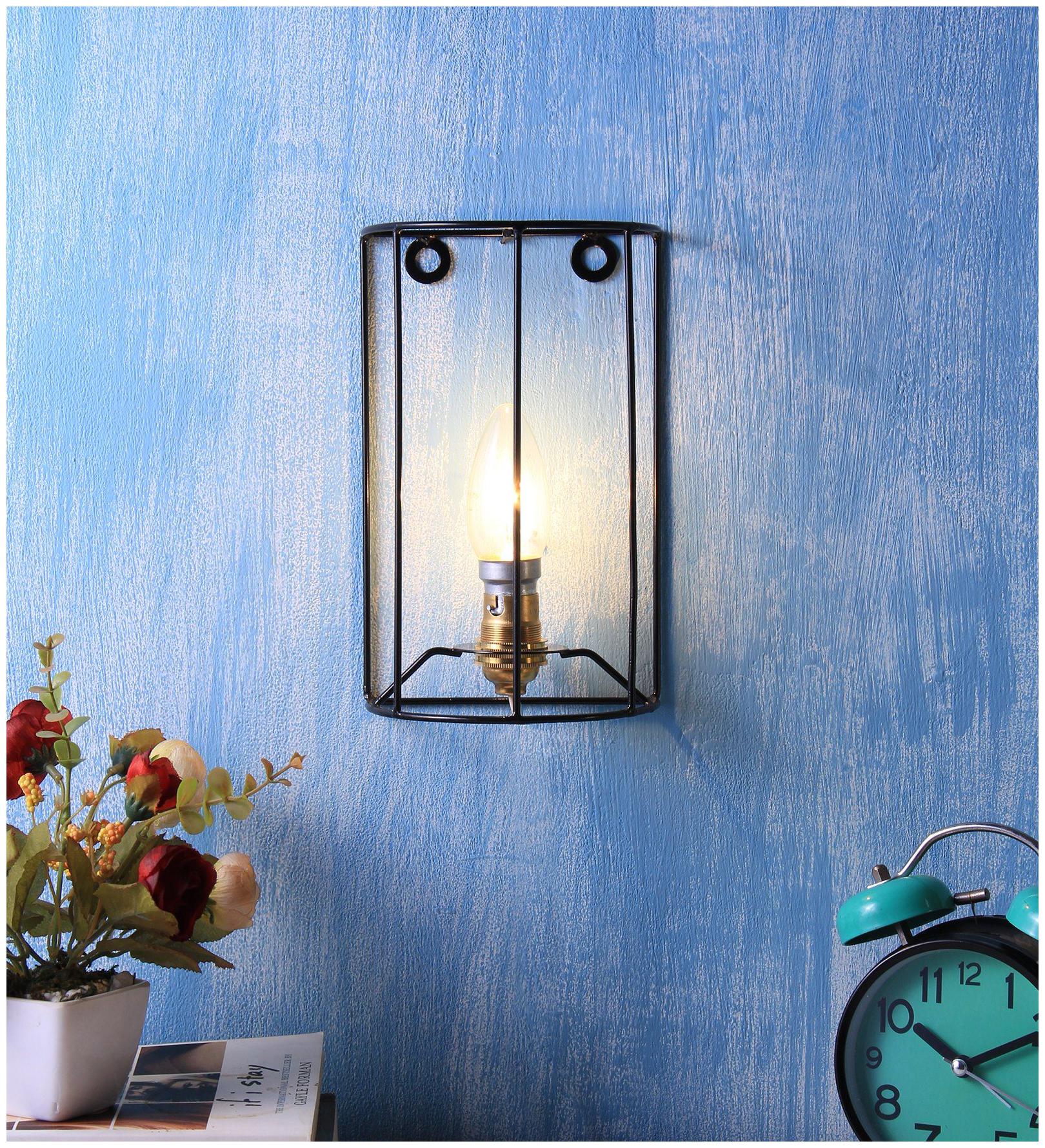 

Devansh Small Half round Wrought Iron Wall Light Fixture