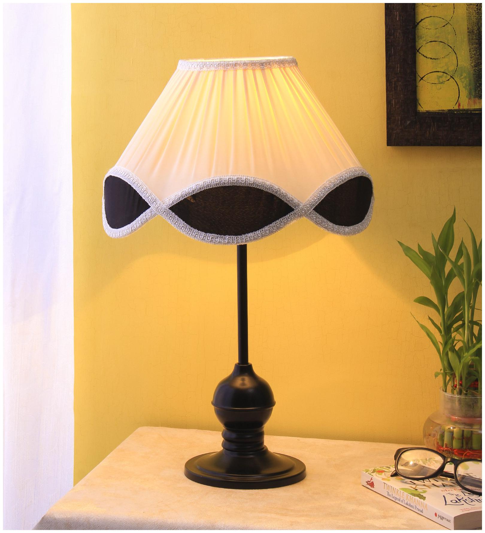

Devansh Vintage Off white Black cotton Designer Tea Ball Wrought Iron Table Lamp