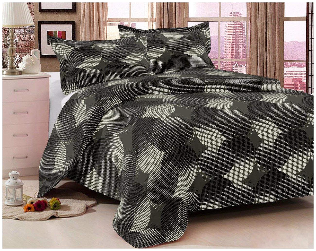 

Dewaal s Cotton Geometric Double Size Bedsheet 180 TC ( 1 Bedsheet With 2 Pillow Covers Black )