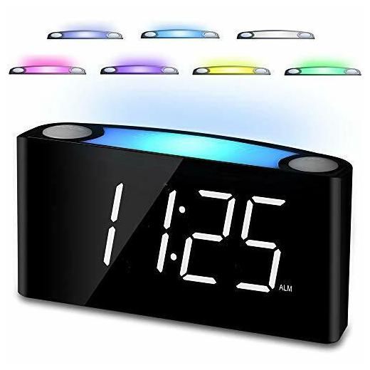 

Digital Alarm Clock for Bedrooms 7 LED Large Display amp (White Digits)