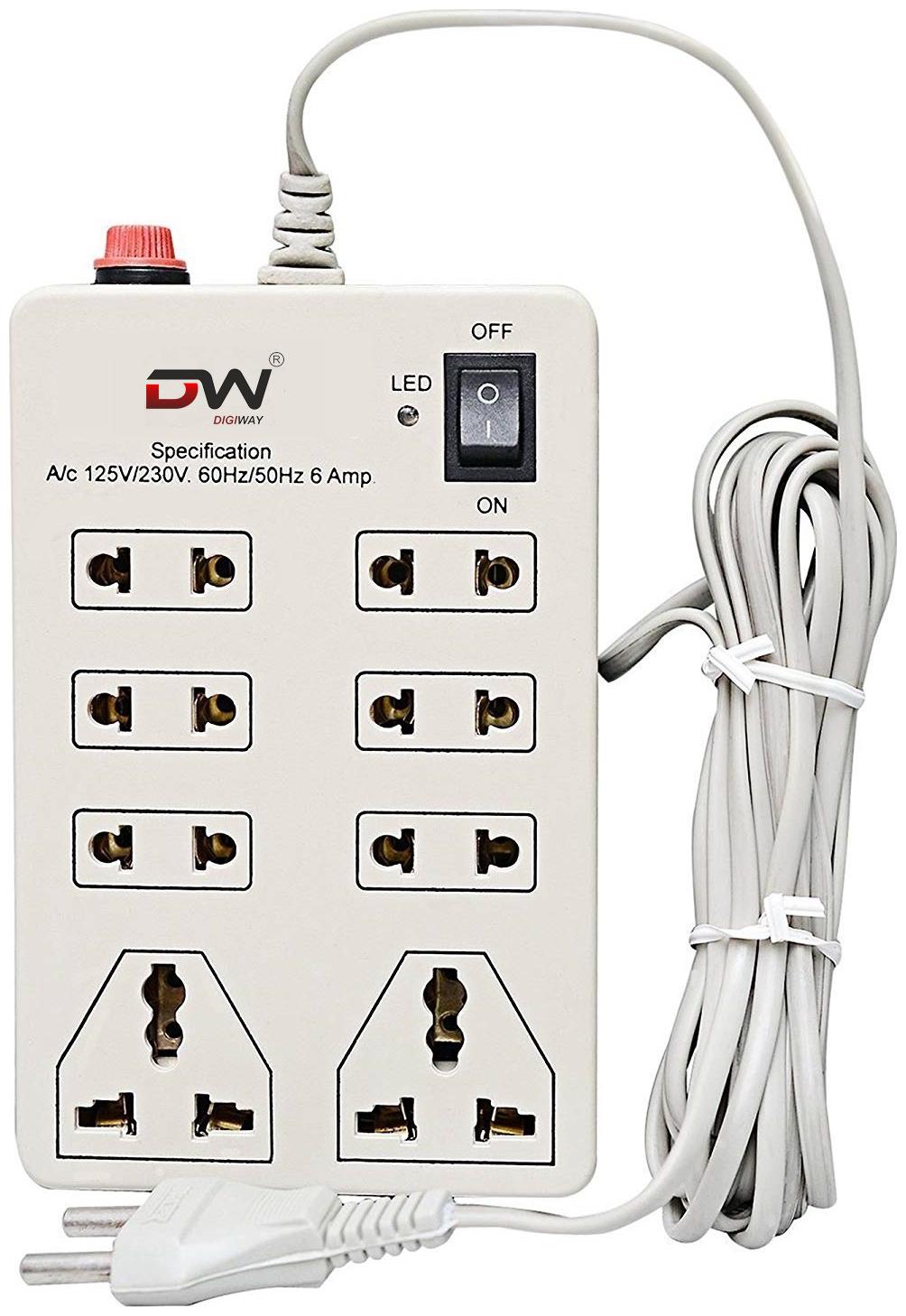 

Digiway Mini Multi Pin Beige Extension Board ( 2 5 m 8 Socket 1 Switches)
