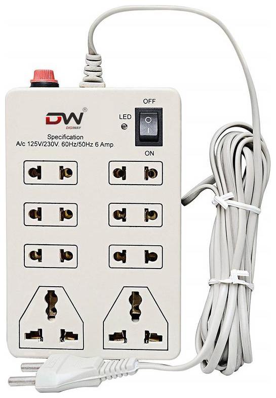 

Digiway Multi Pin White Extension Board ( 2 m 8 Socket 1 Switches)