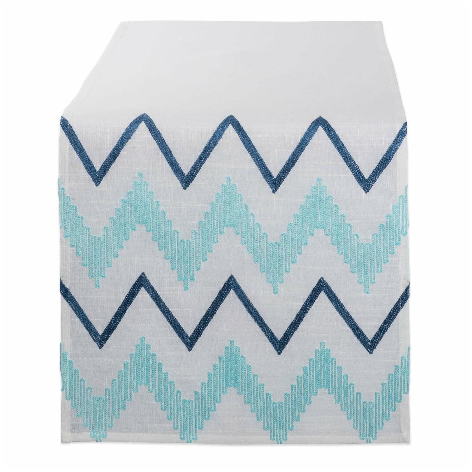 

DII Off White Base Embroidered Chevron Table Runner 14x70