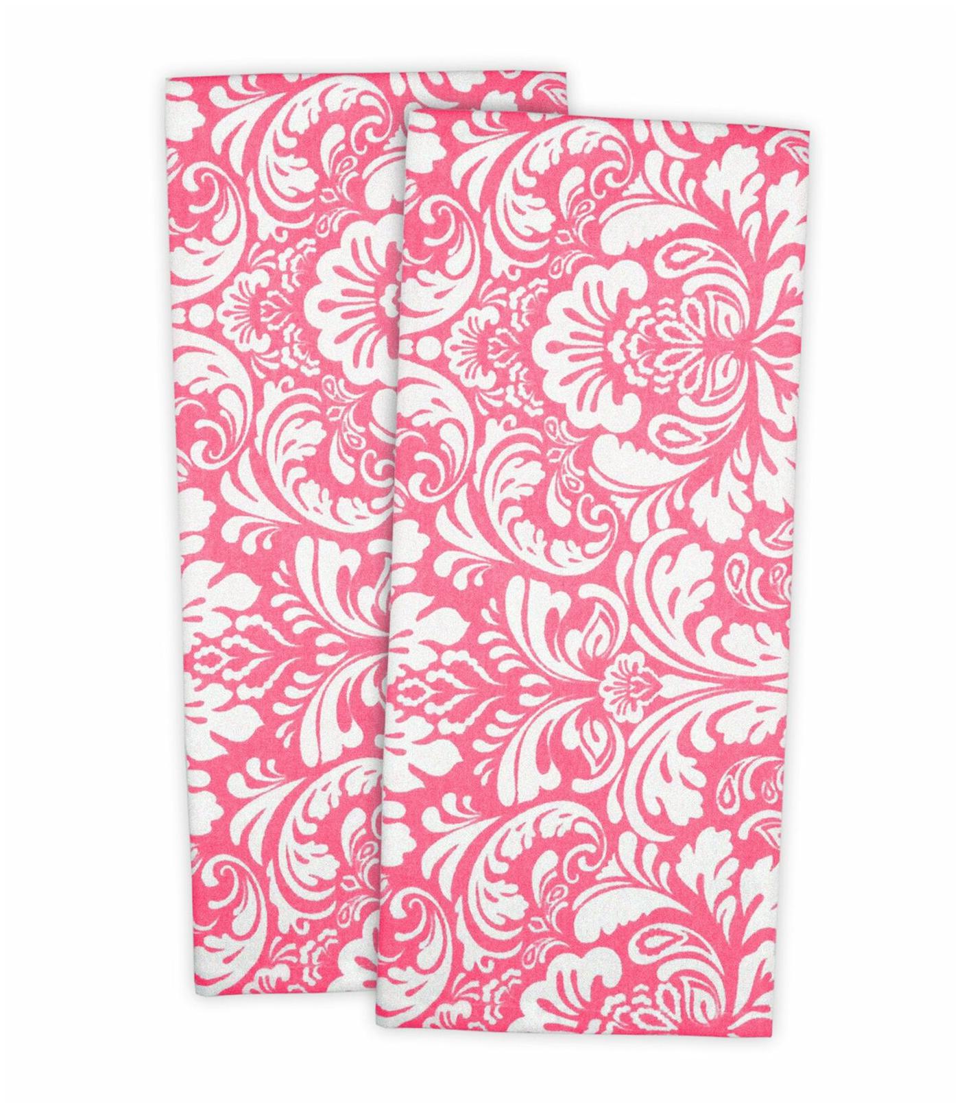 

DII Pink Damask Dishtowel (Set of 2)