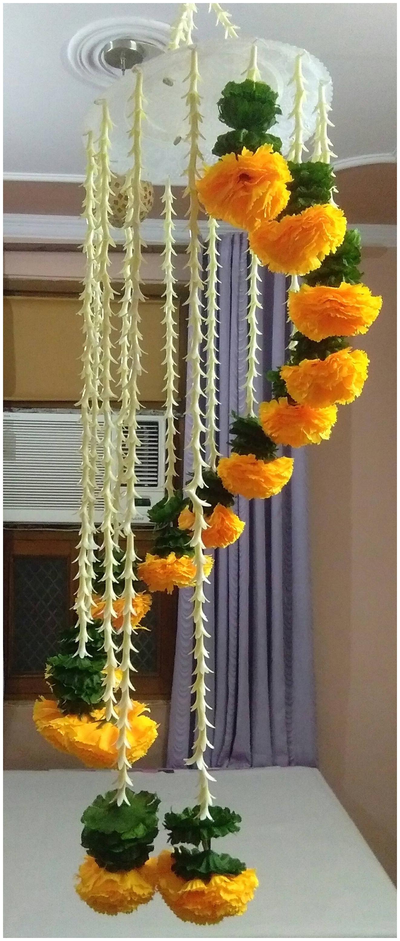 

Dilse Artificial Marigold Flower Chandelier Zhoomar for Diwali Decorations Home and Party Decorations (Reusable Artificial Flowers Hanging)